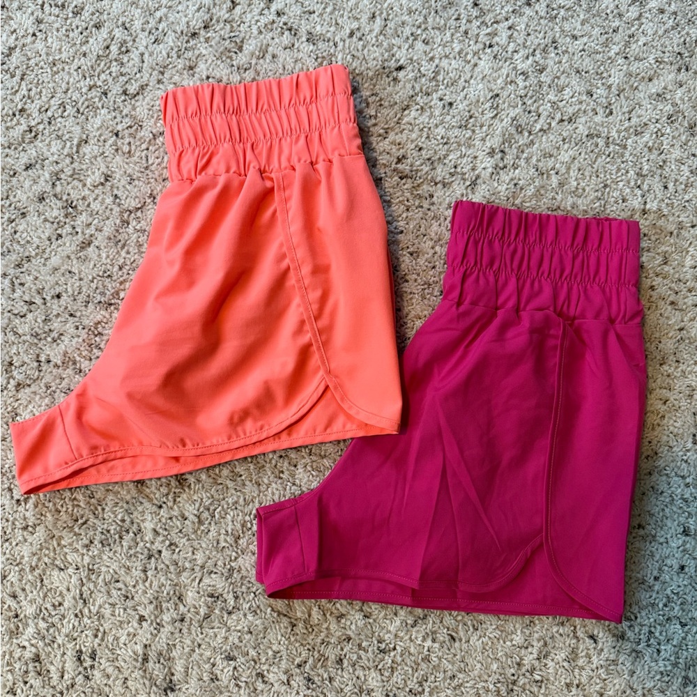 Vibrant Pink and Orange High-Waisted Shorts